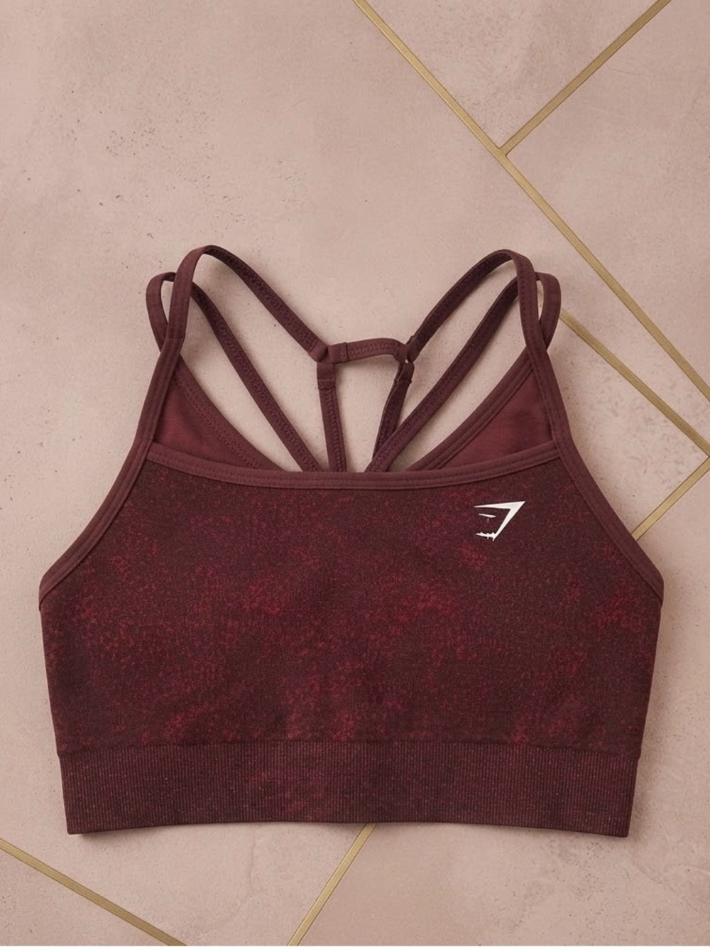Gymshark Strappy Sports Bra - Burgundy Marle